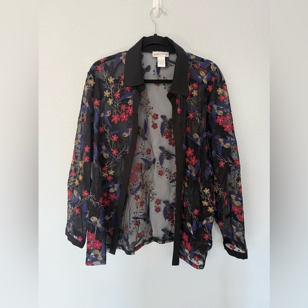 Drapers & Damon’s Plus Size Black Floral Sheer Women's Blouse Size 1X